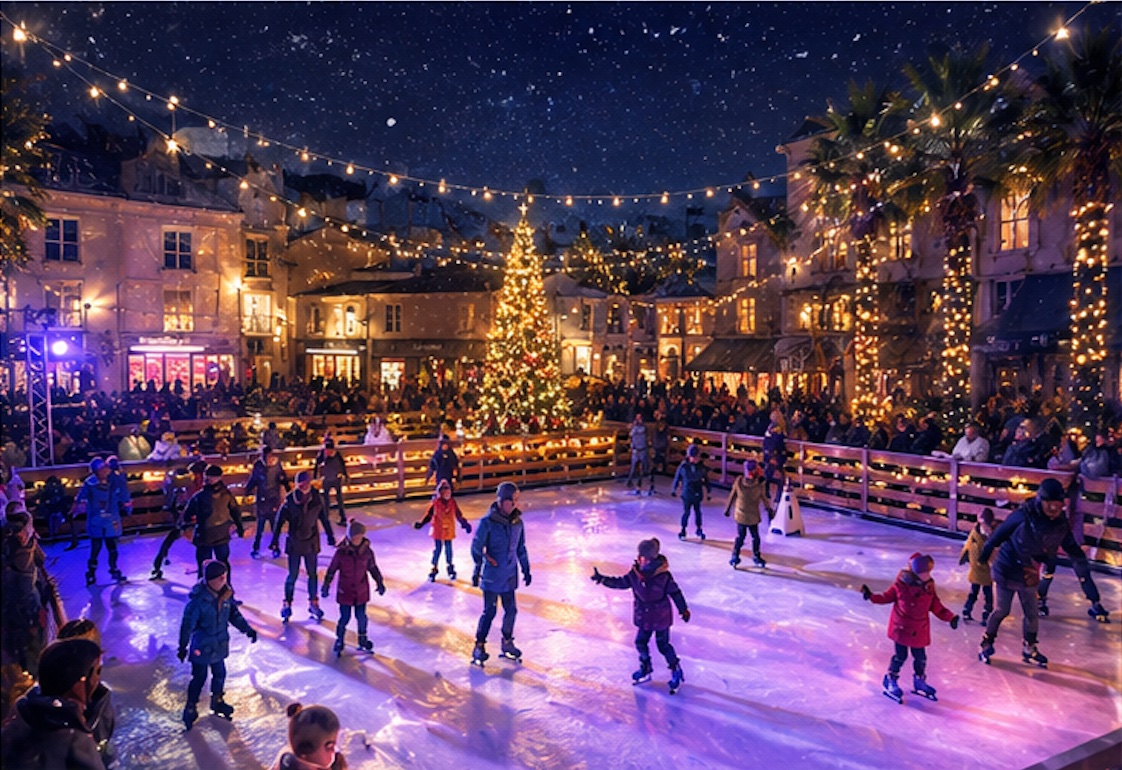 Patinoire féerique de nuit